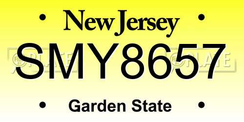 SMY8657 New Jersey License Plate