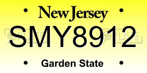 SMY8912 New Jersey License Plate