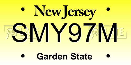 SMY97M New Jersey License Plate