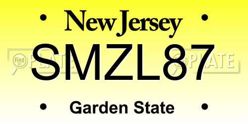 SMZL87 New Jersey License Plate