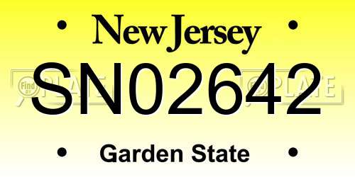 SN02642 New Jersey License Plate