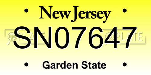 SN07647 New Jersey License Plate