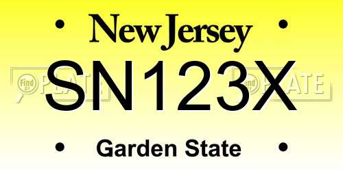 SN123X New Jersey License Plate