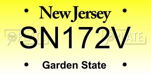 SN172V New Jersey License Plate
