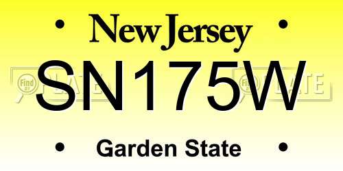 SN175W New Jersey License Plate