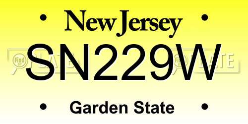 SN229W New Jersey License Plate