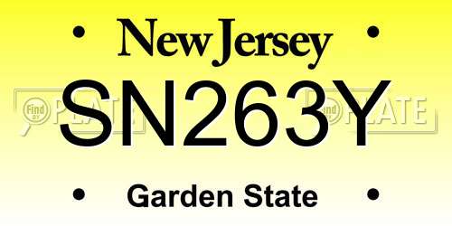 SN263Y New Jersey License Plate