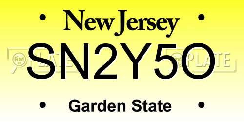 SN2Y5O New Jersey License Plate