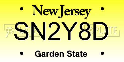 SN2Y8D New Jersey License Plate