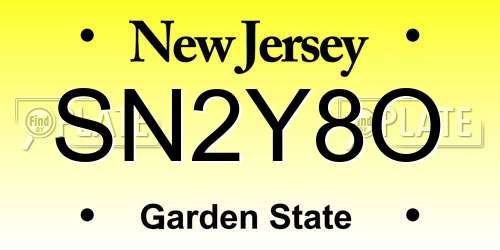 SN2Y8O New Jersey License Plate