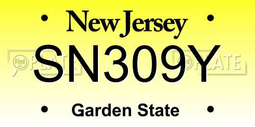 SN309Y New Jersey License Plate