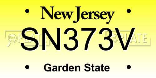 SN373V New Jersey License Plate