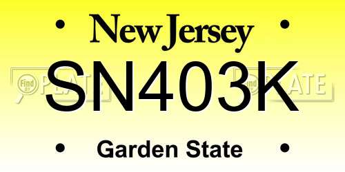 SN403K New Jersey License Plate