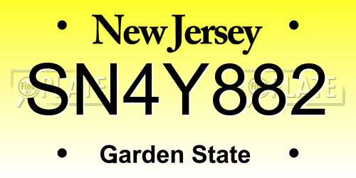 SN4Y882 New Jersey License Plate