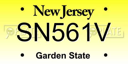 SN561V New Jersey License Plate