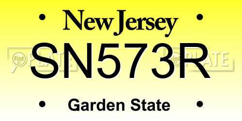 SN573R New Jersey License Plate