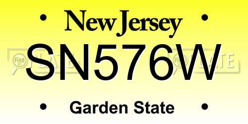 SN576W New Jersey License Plate
