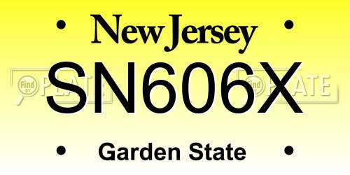 SN606X New Jersey License Plate