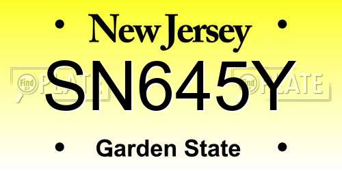 SN645Y New Jersey License Plate