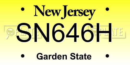SN646H New Jersey License Plate
