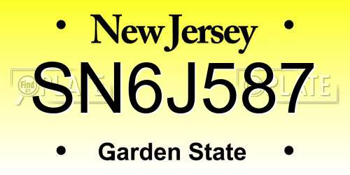 SN6J587 New Jersey License Plate