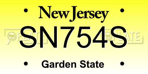 SN754S New Jersey License Plate