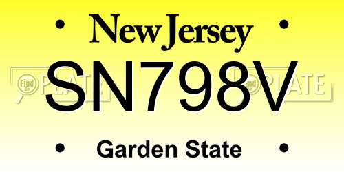 SN798V New Jersey License Plate