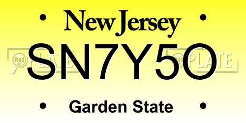 SN7Y5O New Jersey License Plate