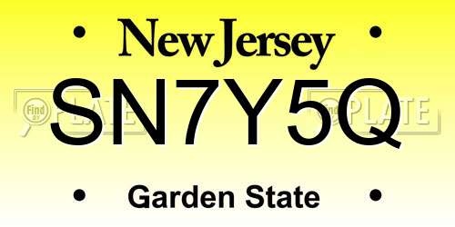 SN7Y5Q New Jersey License Plate