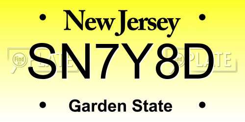 SN7Y8D New Jersey License Plate