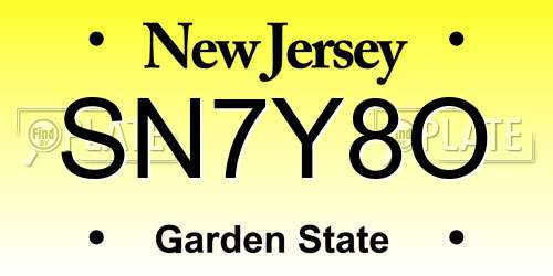 SN7Y8O New Jersey License Plate