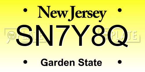 SN7Y8Q New Jersey License Plate
