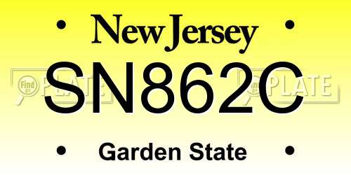 SN862C New Jersey License Plate