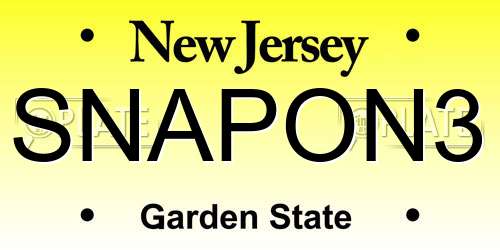 SNAPON3 New Jersey License Plate