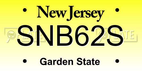 SNB62S New Jersey License Plate