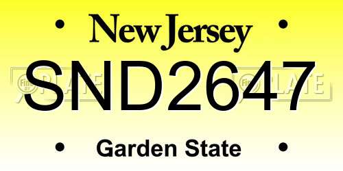 SND2647 New Jersey License Plate