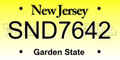 SND7642 New Jersey License Plate