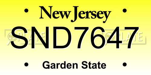 SND7647 New Jersey License Plate