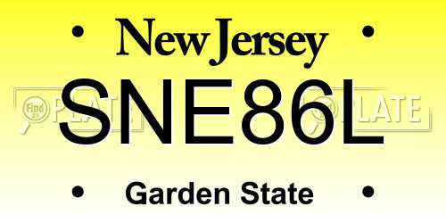 SNE86L New Jersey License Plate