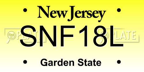SNF18L New Jersey License Plate