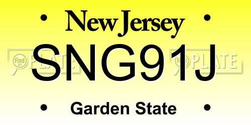 SNG91J New Jersey License Plate