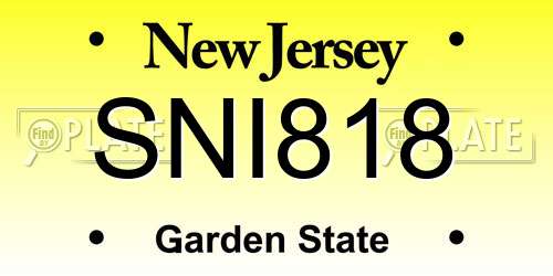 SNI818 New Jersey License Plate