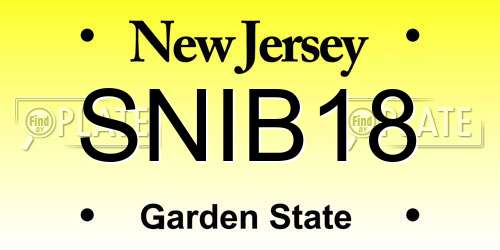 SNIB18 New Jersey License Plate