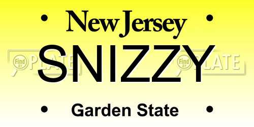 SNIZZY New Jersey License Plate