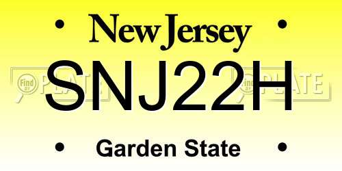 SNJ22H New Jersey License Plate