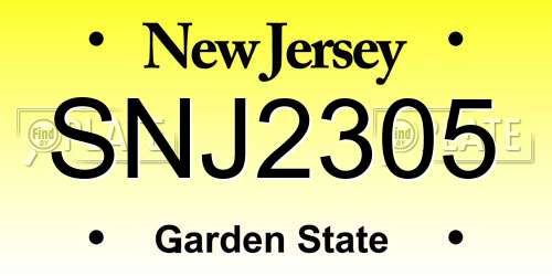 SNJ2305 New Jersey License Plate