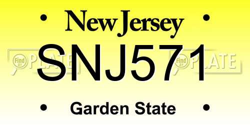 SNJ571 New Jersey License Plate