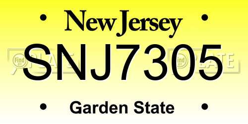 SNJ7305 New Jersey License Plate
