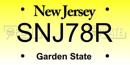 SNJ78R New Jersey License Plate