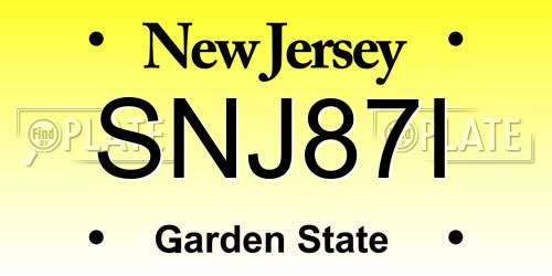 SNJ87I New Jersey License Plate